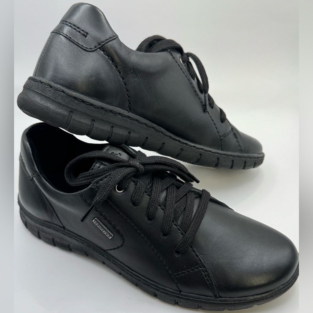 Josef Seibel Steffi 62 Women's Comfort Black Leather Sneakers Size EU 37 US 6.5